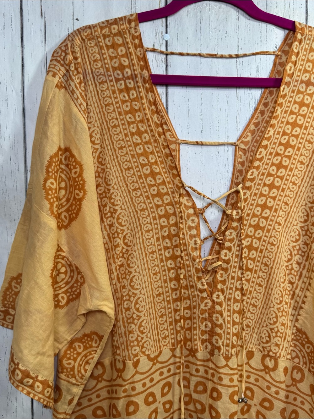 Intimately Free People Mustard Boho Cotton Lace Up Romper Festival Beach Hippie - Picture 2 of 16